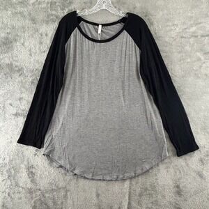PinkBlush Raglan Tee Maternity Shirt Womens 1XL Gray Black‎ Long Sleeve Pullover
